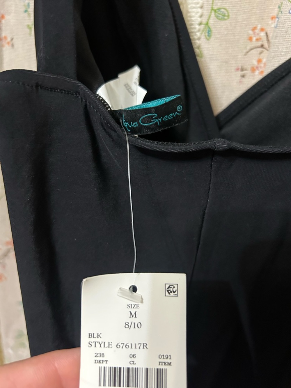 Aqua Green Black Ruched One Piece Swimsuit NWT Size M 8/10 - Picture 3 of 5